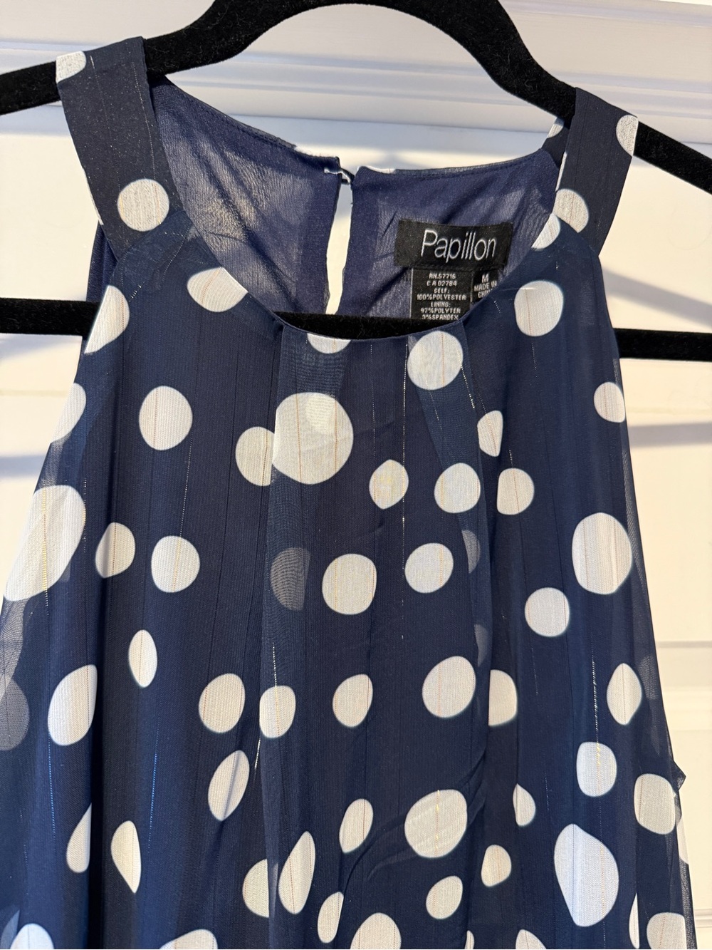 Papillon Navy Blue and White Polka Dot Sleeveless Dress